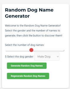 Random dog name generator